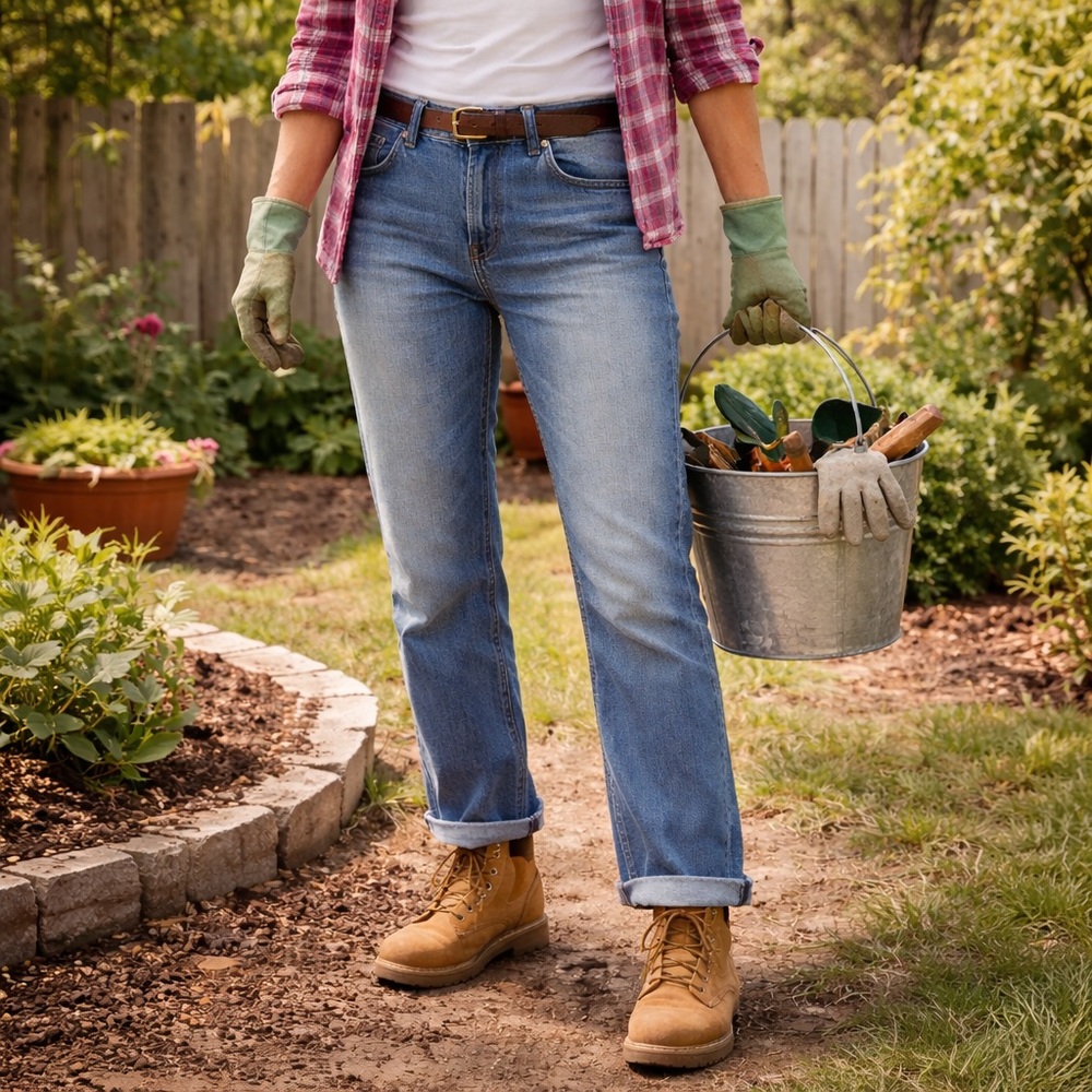 PARIS BLUES Denim Blue Jeans Straight Leg Medium Wash Mid-Rise Relaxed Easy Fit